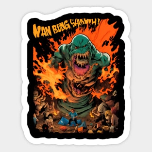 Giant monster on a campfire Sticker